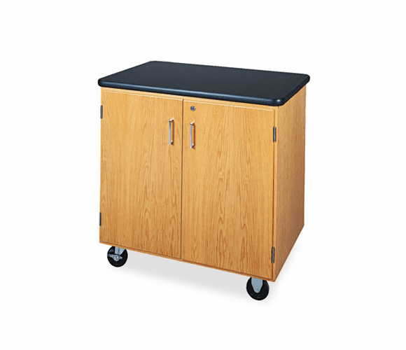 DVW4401K Mobile Storage Cabinet, 36w x 24d x 36h, Black/Oak By DIVERSIFIED WOODCRAFTS, INC.