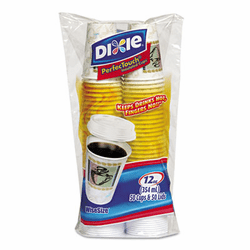 DXE5342COMBO600 Combo Box, Paper Hot Cups,12 oz, 50 Cups/White Lids per Pack By DIXIE FOOD SERVICE