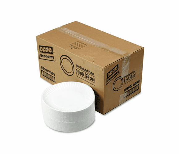 DXE709902WNP9 White Paper Plates, 9" dia., 4 Packs of 250/Carton By DIXIE FOOD SERVICE