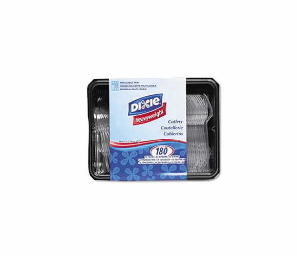 DXECH0180DX7 Cutlery Keeper, Tray w/Heavyweight Crystal Plastic Tableware, 180 Pieces/Pack By DIXIE FOOD SERVICE