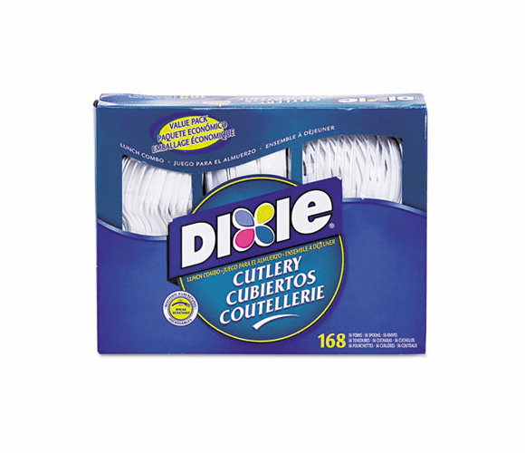 DXECM168 Combo Pack, Tray w/Plastic Forks, Knives, Spoons, WE, 168 Pieces/Pack By DIXIE FOOD SERVICE