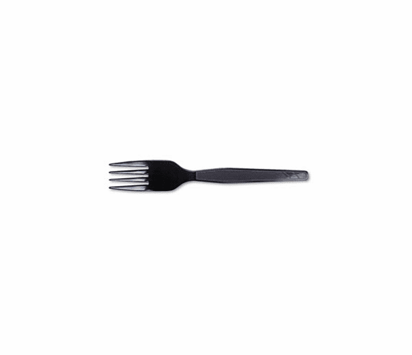 DXEFM507 Plastic Cutlery, Heavy Mediumweight Forks, Black, 100/Box By DIXIE FOOD SERVICE