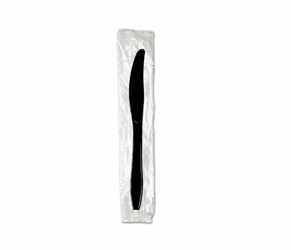 DXEKH53C7 Individually Wrapped Knives, Plastic, Black, 1000/Carton By DIXIE FOOD SERVICE