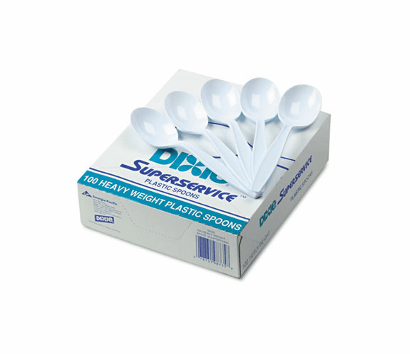 DXESH207 Plastic Cutlery, Heavyweight Soup Spoons, White, 100/Box By DIXIE FOOD SERVICE