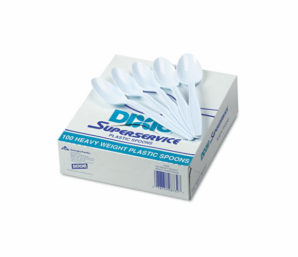 DXETH207 Plastic Cutlery, Heavyweight Teaspoons, White, 100/Box By DIXIE FOOD SERVICE