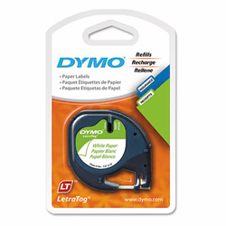 DYM10697 LetraTag Paper Label Tape Cassettes, 1/2in x 13ft, White, 2/Pack By DYMO