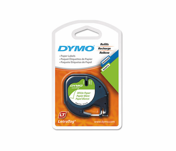 DYM10697 LetraTag Paper Label Tape Cassettes, 1/2in x 13ft, White, 2/Pack By DYMO