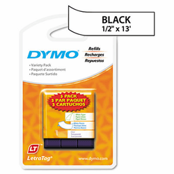 DYM12331 LetraTag Paper/Plastic Label Tape Value Pack, 1/2in x13ft, Assorted, 3/Pack By DYMO