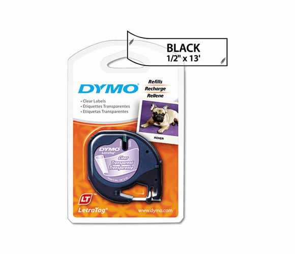 DYM16952 LetraTag Plastic Label Tape Cassette, 1/2in x 13ft, Clear By DYMO