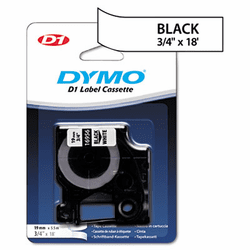 DYM16956 D1 Permanent High-Performance Polyester Label Tape, 3/4in x 18ft, Black on White By DYMO