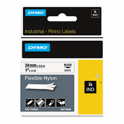 DYM1734524 Rhino Flexible Nylon Industrial Label Tape Cassette, 1" x 11-1/2 ft, White By DYMO