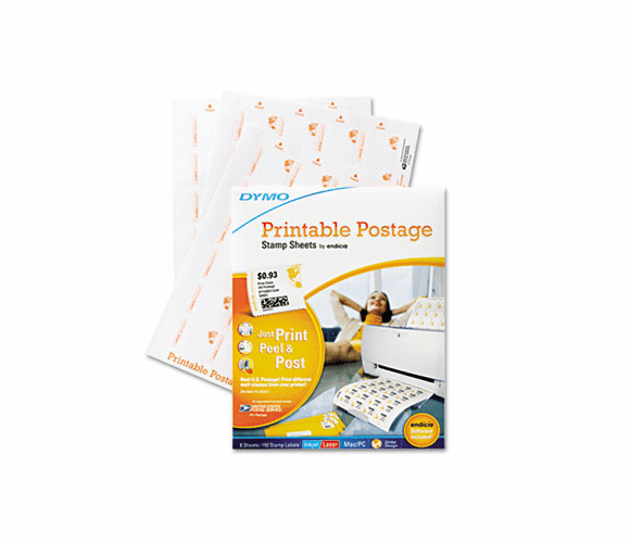 DYM1750042 PRINTABLE POSTAGE LABELS, 8-1/2 X 11, WHITE, 192 LABELS By DYMO