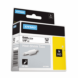 DYM18051 Rhino Heat Shrink Tubes Industrial Label Tape Cassette, 1/4" x 5 ft, White By DYMO