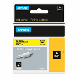 DYM18055 Rhino Heat Shrink Tubes Industrial Label Tape Cassette, 1/2" x 5 ft, White By DYMO
