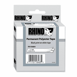 DYM18484 Rhino Permanent Poly Industrial Label Tape Cassette, 3/4in x 18ft, White By DYMO
