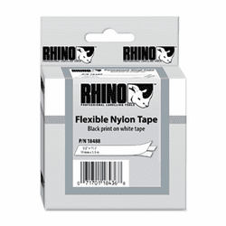 DYM18488 Rhino Flexible Nylon Industrial Label Tape Cassette, 1/2in x 11-1/2 ft, White By DYMO