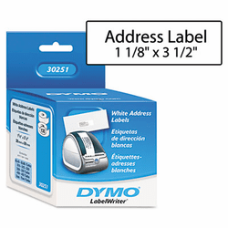 DYM30251 Address Labels, 1-1/8 x 3-1/2, White, 260/Box By DYMO
