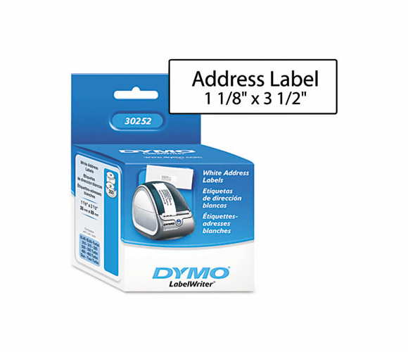 DYM30252 Address Labels, 1-1/8 x 3-1/2, White, 700/Box By DYMO