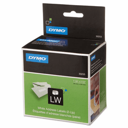 DYM30253 2-UP LabelWriter Address Labels, 1-1/8 x 3-1/2, White, 700 Lbls/Roll, 1 Roll By DYMO