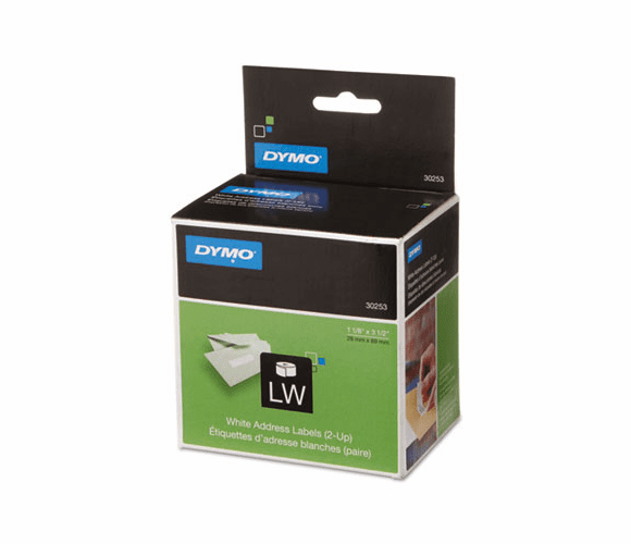 DYM30253 2-UP LabelWriter Address Labels, 1-1/8 x 3-1/2, White, 700 Lbls/Roll, 1 Roll By DYMO