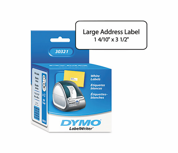 DYM30321 Address Labels, 1-2/5 x 3-1/2, White, 520/Box By DYMO