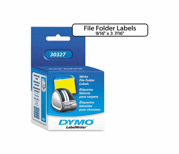 DYM30327 1-Up File Folder Labels, 9/16 x 3-7/16, White, 260/Box By DYMO