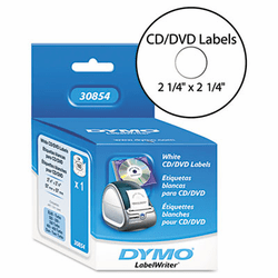 DYM30854 CD/DVD Labels, 2-1/4in dia, White, 160/Box By DYMO