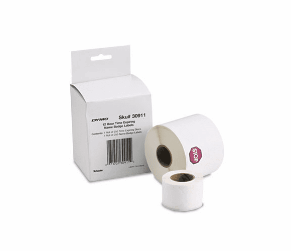 DYM30911 Visitor Management Time-Expiring Name Badges, Adhesive, 2-1/4 x 4, 250/Box By DYMO