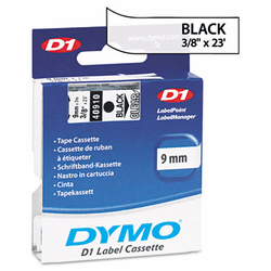 DYM40910 D1 Standard Tape Cartridge for Dymo Label Makers, 3/8in x 23ft, Black on Clear By DYMO