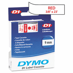 DYM40915 D1 Standard Tape Cartridge for Dymo Label Makers, 3/8in x 23ft, Red on White By DYMO