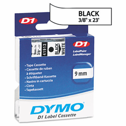 DYM41913 D1 Standard Tape Cartridge for Dymo Label Makers, 3/8in x 23ft, Black on White By DYMO