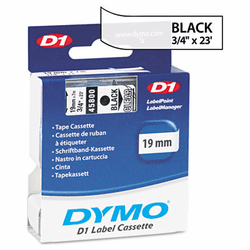 DYM45800 D1 Standard Tape Cartridge for Dymo Label Makers, 3/4in x 23ft, Black on Clear By DYMO