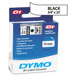DYM45803 D1 Standard Tape Cartridge for Dymo Label Makers, 3/4in x 23ft, Black on White By DYMO