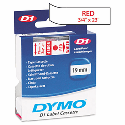 DYM45805 D1 Standard Tape Cartridge for Dymo Label Makers, 3/4in x 23ft, Red on White By DYMO