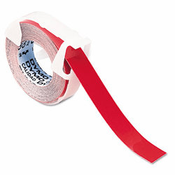DYM520102 Self-Adhesive Glossy Labeling Tape for Embossers, 3/8in x 9-34ft Roll, Red By DYMO
