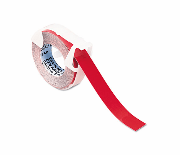 DYM520102 Self-Adhesive Glossy Labeling Tape for Embossers, 3/8in x 9-34ft Roll, Red By DYMO