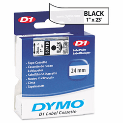 DYM53710 D1 Standard Tape Cartridge for Dymo Label Makers, 1in x 23ft, Black on Clear By DYMO