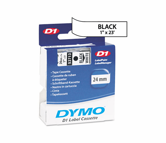 DYM53713 D1 Standard Tape Cartridge for Dymo Label Makers, 1in x 23ft, Black on White By DYMO