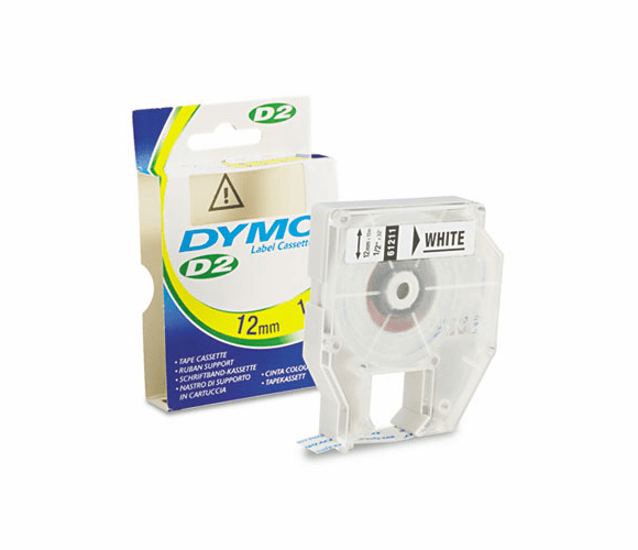 DYM61211 D2 Tape Cassette for Dymo Labelmakers 9000, 6000, PC-10, 1/2in x 32ft, White By DYMO
