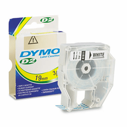 DYM61911 D2 Tape Cassette for Dymo Labelmakers 9000, 6000, PC-10, 3/4in x 32ft, White By DYMO