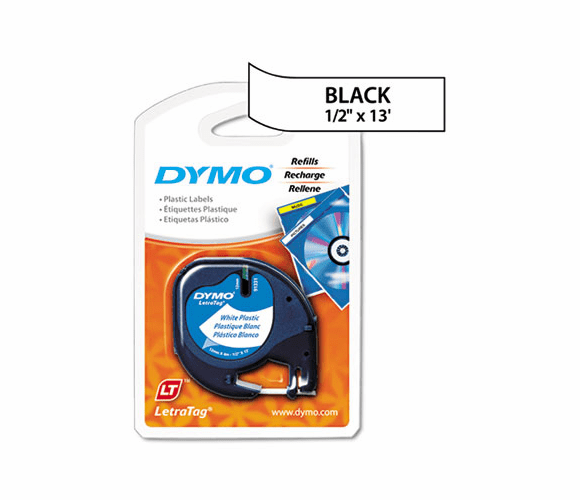 DYM91331 LetraTag Plastic Label Tape Cassette, 1/2in x 13ft, White By DYMO