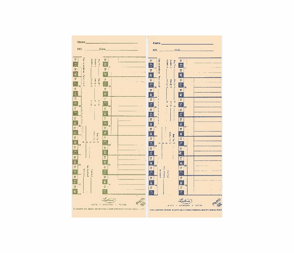 E2 - Time card designed (bi-weekly w/deductions) 1000 Cards By Lathem
