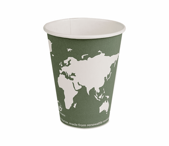 ECOEPAHCL12 World Art Renewable Resource Hot Drink Cups w/Lids, 12 oz., 50 Cups-50 Lids/Box By ECO-PRODUCTS,INC.