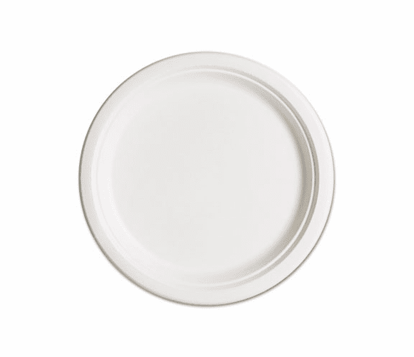 ECOEPP005PK Compostable Sugarcane Dinnerware, 10" Plate, Natural White, 50/PK By ECO-PRODUCTS,INC.