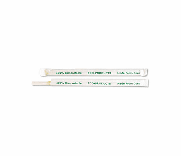 ECOEPST770 Compostable Straws, 7 3/4", Corn Plastic, Clear, 9600/Carton By ECO-PRODUCTS,INC.