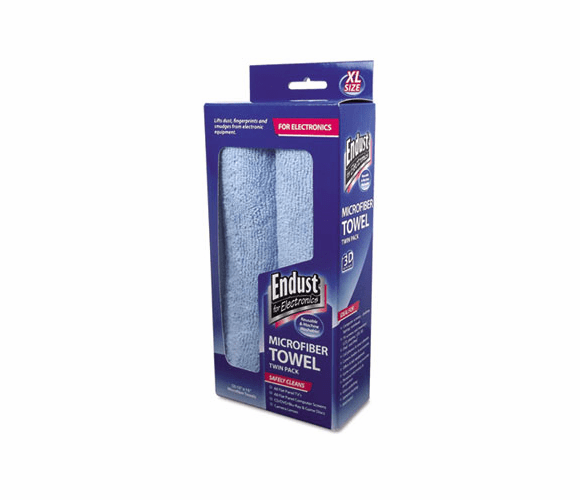 END11421 Large-Sized Microfiber Towels Two-Pack, 15 x 15, Unscented, Blue, 1 Pack of Two By NORAZZA, INC.