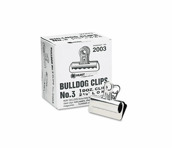 EPI2003 Bulldog Clips, Steel, 7/8" Capacity, 2-5/8"w, Nickel-Plated, 12/Box By ELMER'S PRODUCTS, INC.
