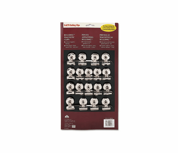 EPI2026 Bulldog Magnetic Clips, Steel, 1-1/4"w, Nickel-Plated, 18/Box By ELMER'S PRODUCTS, INC.