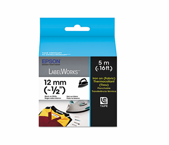 EPSLC4WBQ5 LabelWorks Iron-On Fabric LC Tape Cartridge, 1/2", Black on White By EPSON AMERICA, INC.