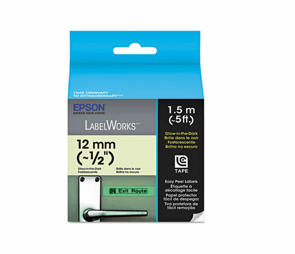 EPSLC4ZBU1 LabelWorks Glow-In-The-Dark LC Tape Cartridge, 1/2", Black By EPSON AMERICA, INC.